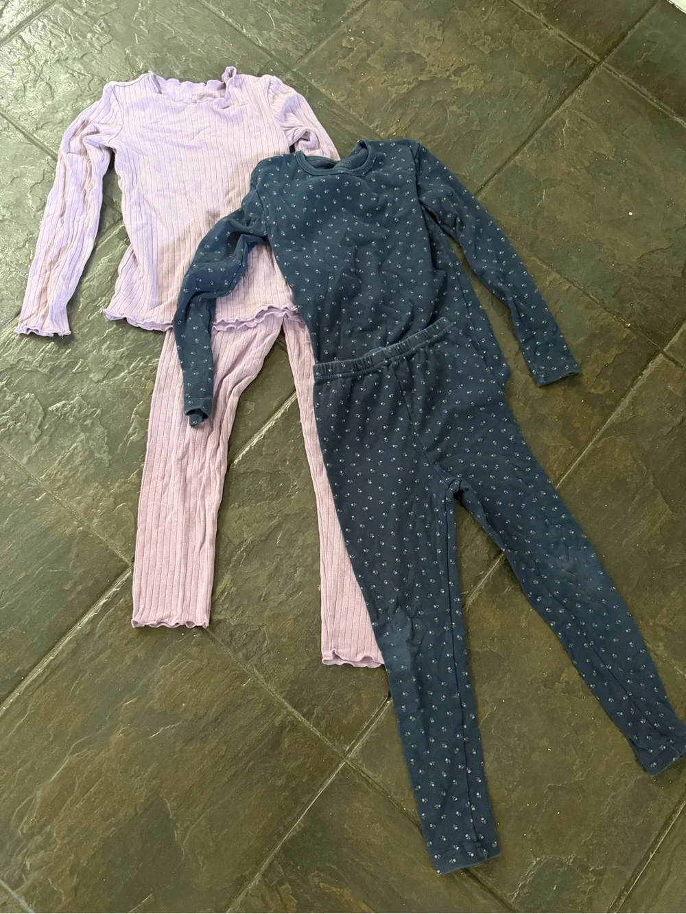 Avauma Girls Ribbed Pajama Set Bundle Size 6 (2 Matching Sets)